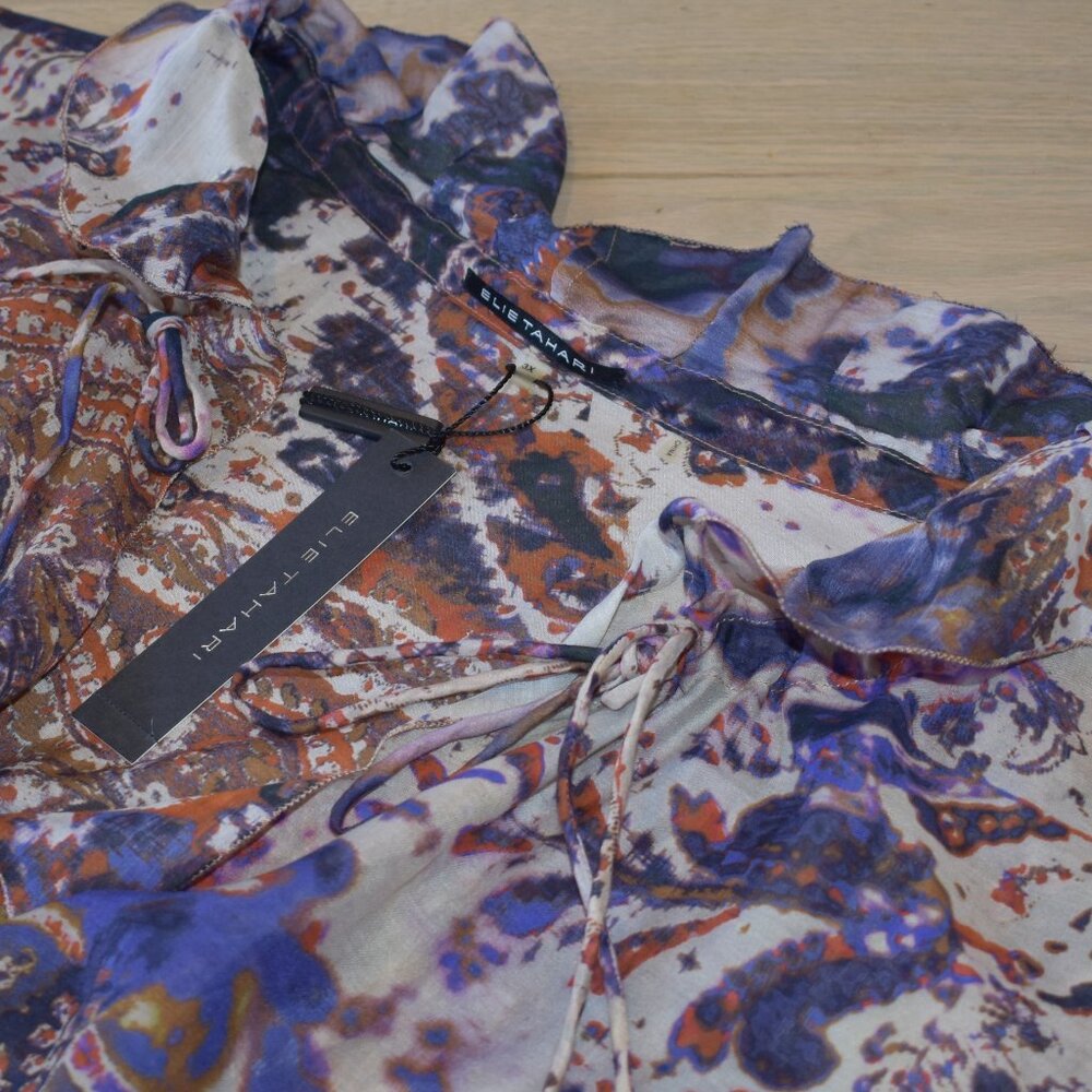 Elie Tahari Multi Color Paisley Long Sleeve Top